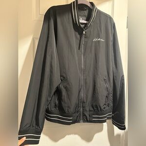Hollister Black Jacket with White Stripes